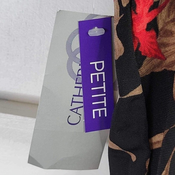 Catherines Tunic Top Womens Plus 2XWP Black Red LS Sleeve Floral Pullover New - Picture 8 of 14